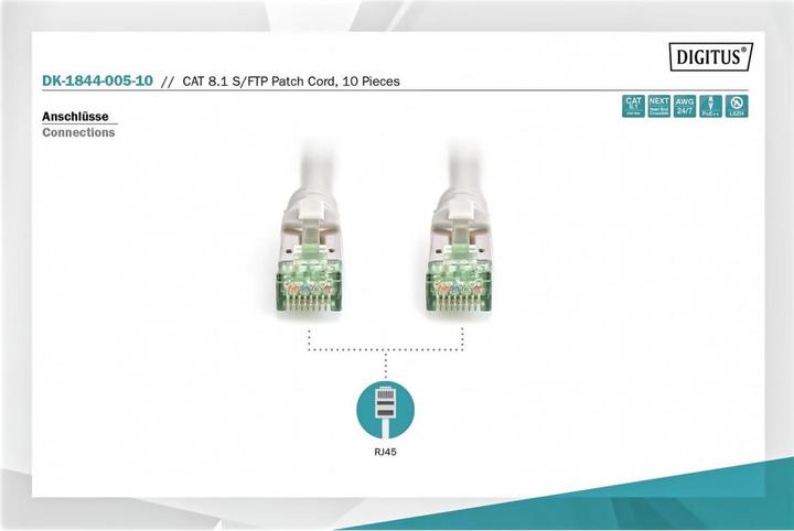 Produktbild Digitus Netzwerkkabel (S/FTP, CAT8.1, 0.50 m)