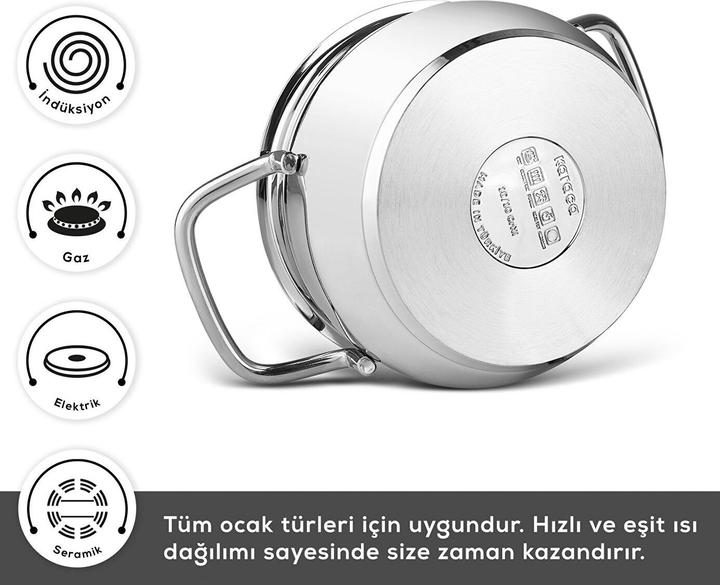Produktbild Karaca Emirgan XL Cookware with Storage Lid Induction Base Made of Steel Pack of 10 (Pfannenset + Topfset, Edelstahl)