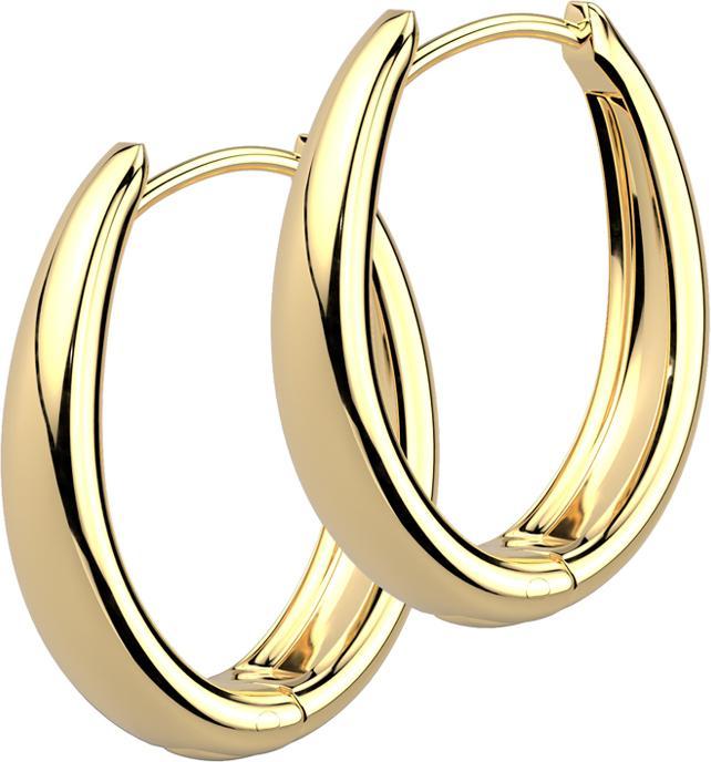 Image du produit Star Piercing Ohrring zum Klappen vergoldet Oval breit (sans laiton, Acier chirurgical 316L)