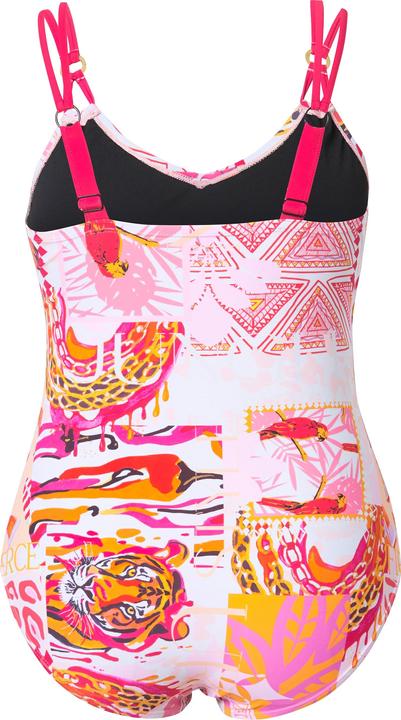 Image du produit Ulla Popken Maillot de bain motif perroquets, bonnets souples, décolleté en V (44)