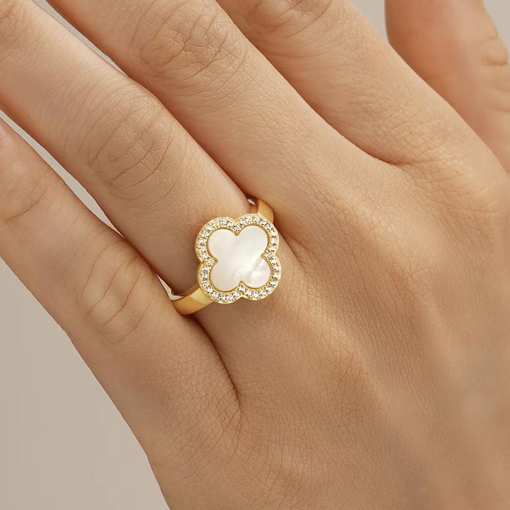 Immagine prodotto Charles Garnier Anello in argento placcato oro, madreperla e zirconi (52)