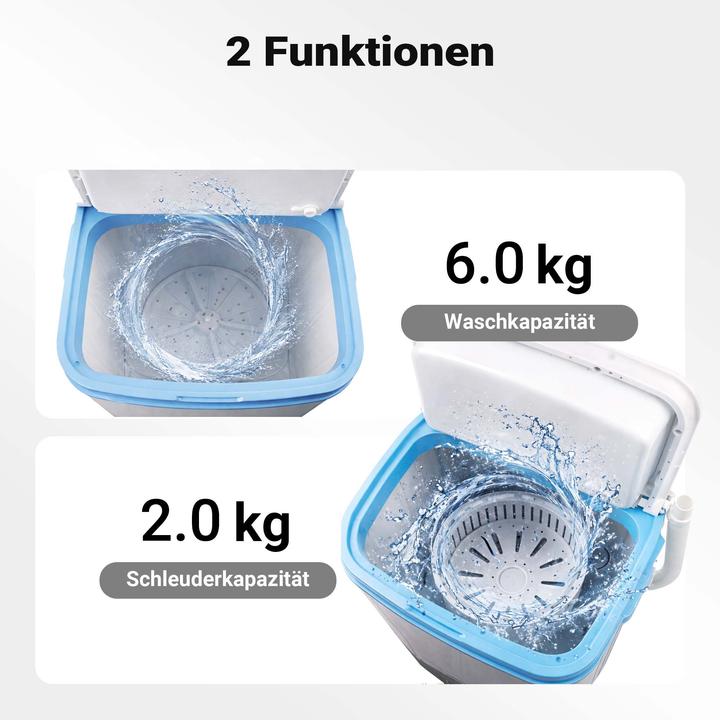 Actual product image Wiltec Portable Washing Machine 6 kg, Mini Washing Machine with Timer