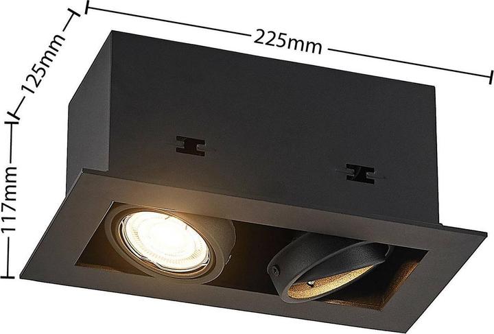 Actual product image Arcchio Taneja recessed luminaire, two-flame, black (GU10)