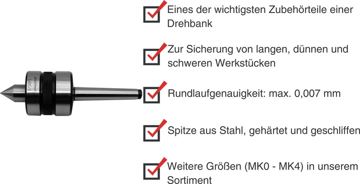 Produktbild Paulimot Mitlaufende Körnerspitze MK1