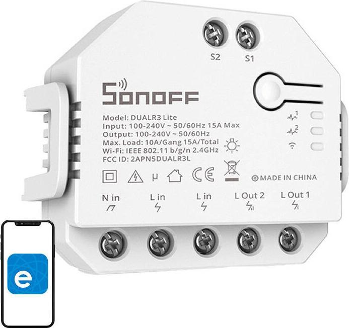 Produktbild Sonoff WiFi-Rolladenaktor DUALR3Lite (Rolladenaktor)