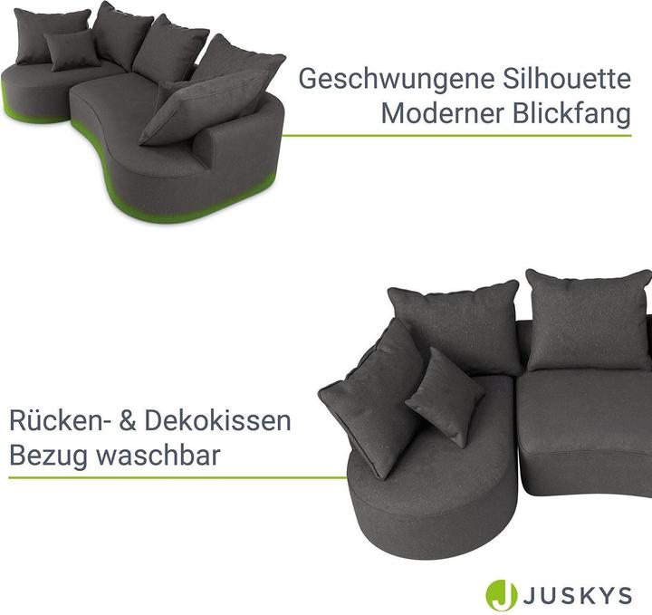 Produktbild Juskys Sofa Tirano mit Ottomane links - Samt Dunkelgrau (2-Sitzer)