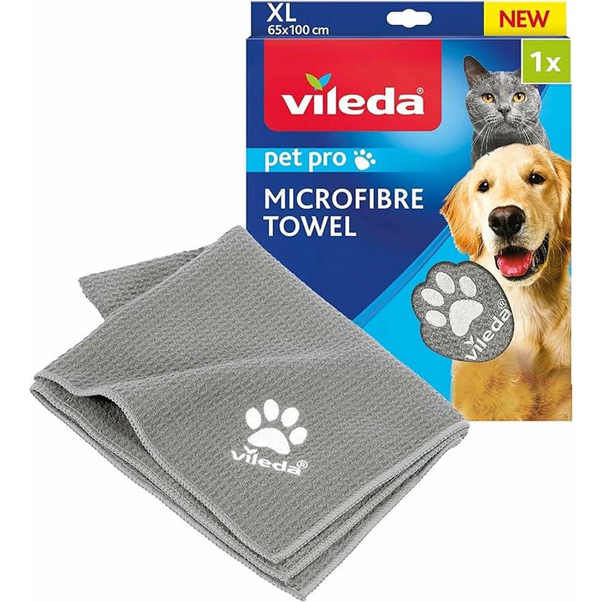 Vileda Pet Pro Microfaser-Handtuch XL (grau, Gr??e XL, 65 x 100cm), Reinigungsutensil, Grau