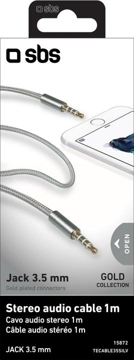 Actual product image SBS Audio stereo cable 3,5mm jack Gold Collection for mobile and smartphones (1 m)