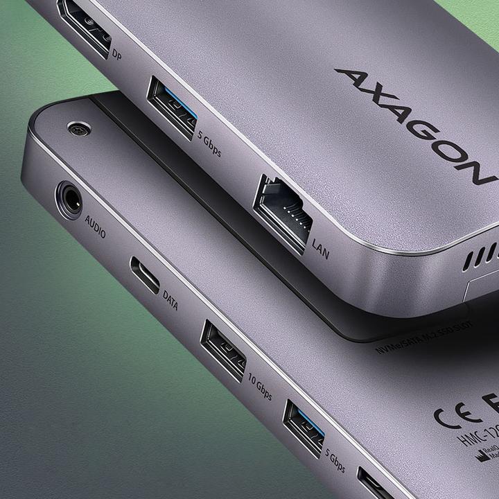 Immagine prodotto Axagon HMC-12GM2 Hub USB 12 in1 10 Gbit (USB-C, 7 porte)