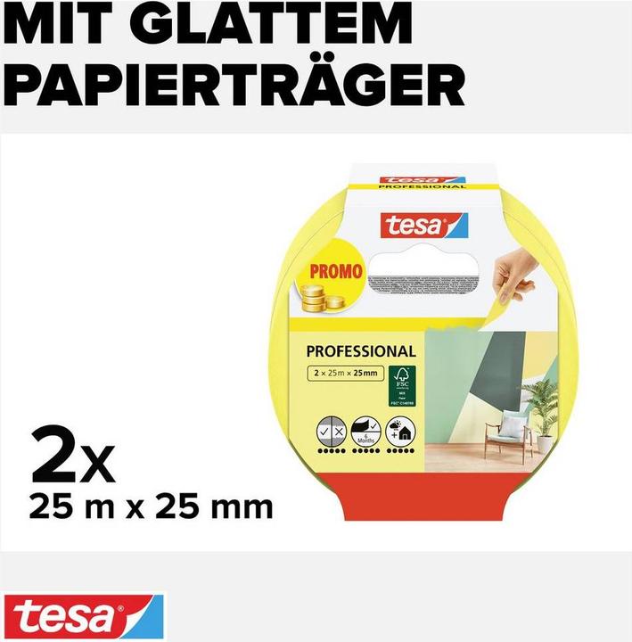 Actual product image tesa 2x PROFESSIONAL painter's tape (25 mm)