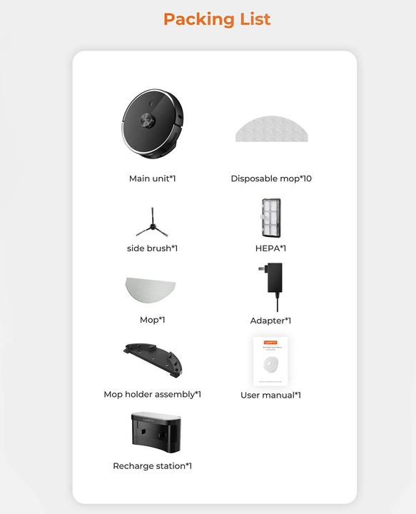 Etichetta energetica Uwant U100 Lite Robot Vacuum Cleaner with Mop Function + Charging Station - Gray (2700 Pa, Panno)