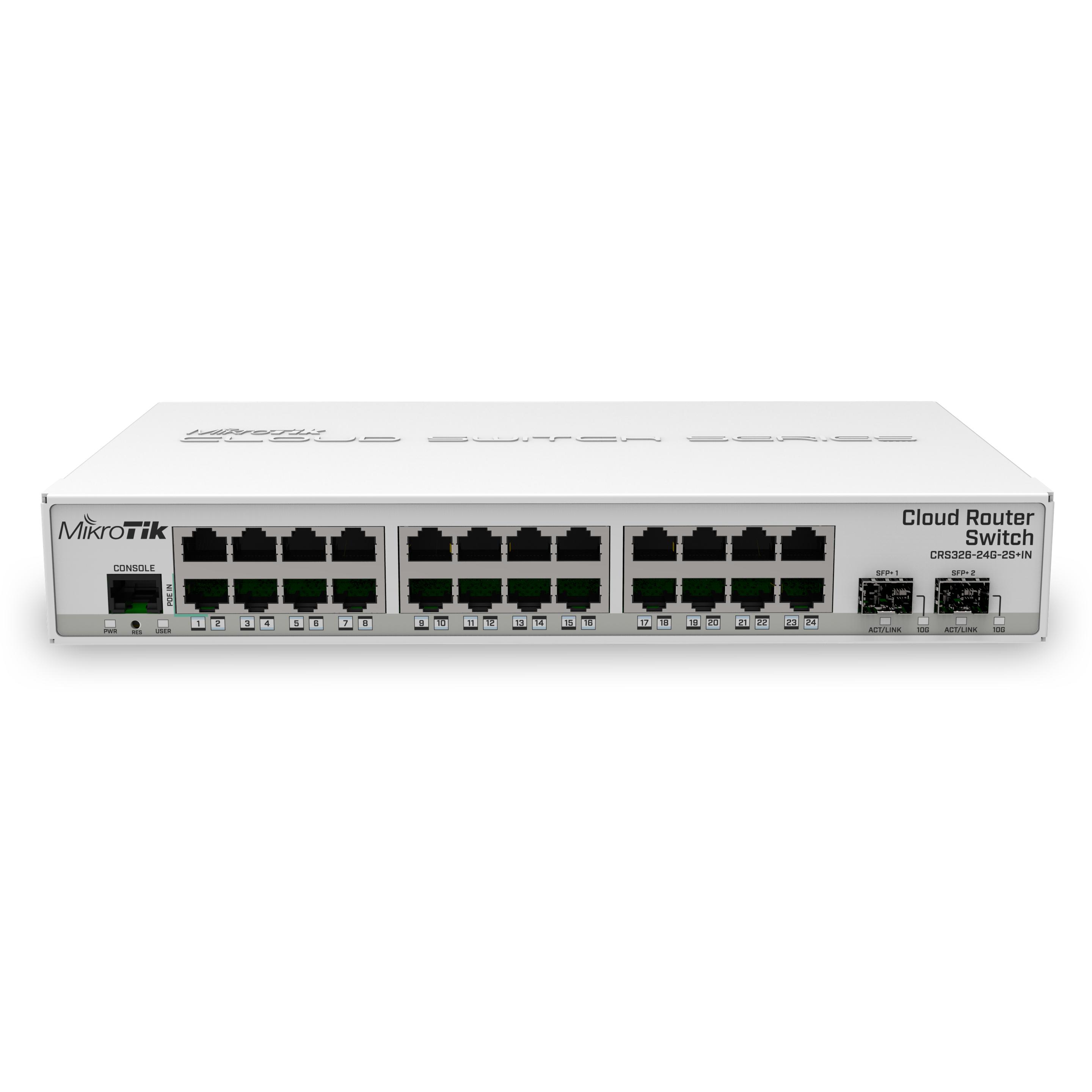 MikroTik Interruttore CRS326-24G-2S+IN 26 Porta (26 porte), Switch di rete, Bianco