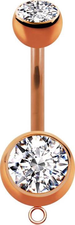 Immagine prodotto Star Piercing Banana in oro rosa con due sfere di cristallo in argento e anello per ciondolo (senza ottone, Acciaio chirurgico 316L)