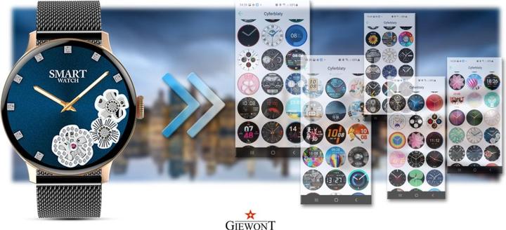 Immagine prodotto Giewont Smartwatch da donna GW330-4 Oro Rosa Polvere Cinturino in Silicone + Bracciale Nero (42 mm)