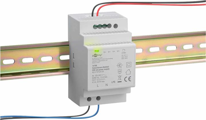 Actual product image Goobay Hutschienen-Netzteil DIN-Rail 12 V DC, 4,5 A, 54 W