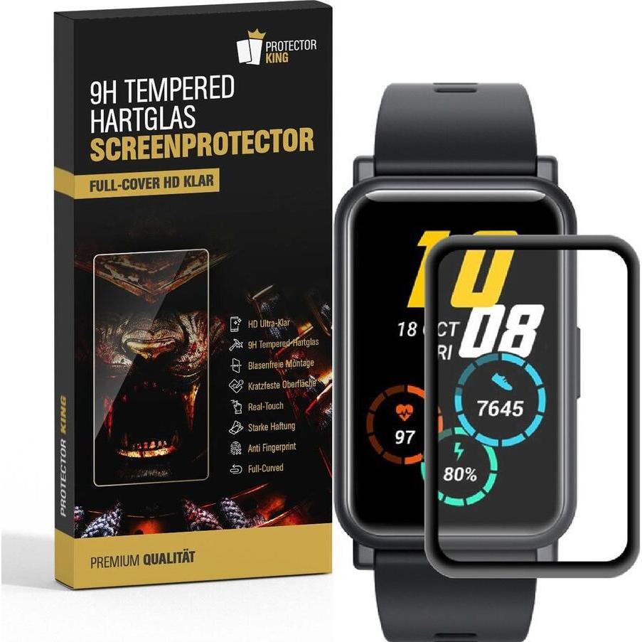 Protectorking 1x echtes Tempered 9H Panzerhartglas 3D KLAR, Smartwatch Schutzfolie, Transparent