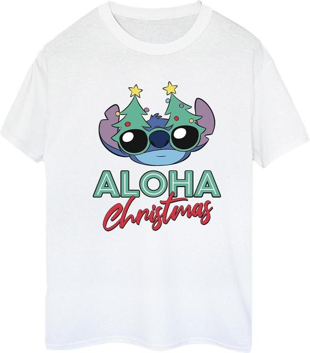 Actual product image Disney Womens/Ladies Lilo And Stitch Christmas Tree Shades Cotton Boyfriend T-Shirt (3XL)