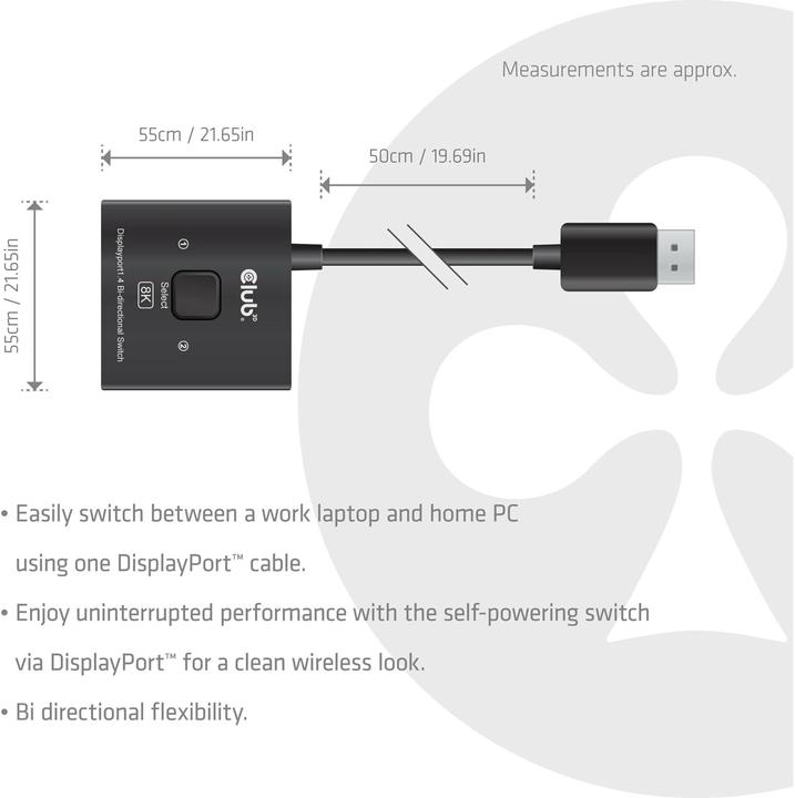 Produktbild Club 3D Club3D Switch DisplayPort 2-in-1 Bi-Direktional 8K
