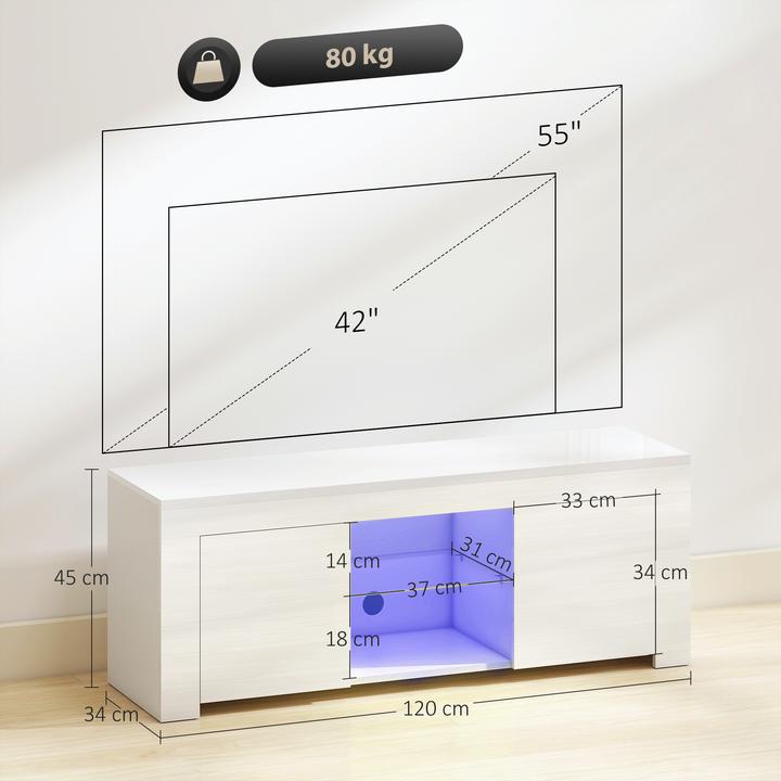 Produktbild Homcom TV Schrank Spanplatte, Glas Weiss (34 x 34 x 45 cm)
