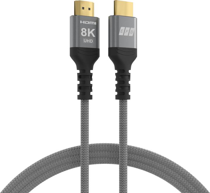 Immagine prodotto EFB Elektronik EFB HDMI Cable Ultra High-Speed 8K60Hz 48 Gbit/s 0.5m gray compatible with HDMI 2.1/2.0 (0.50 m, HDMI, 2.1)