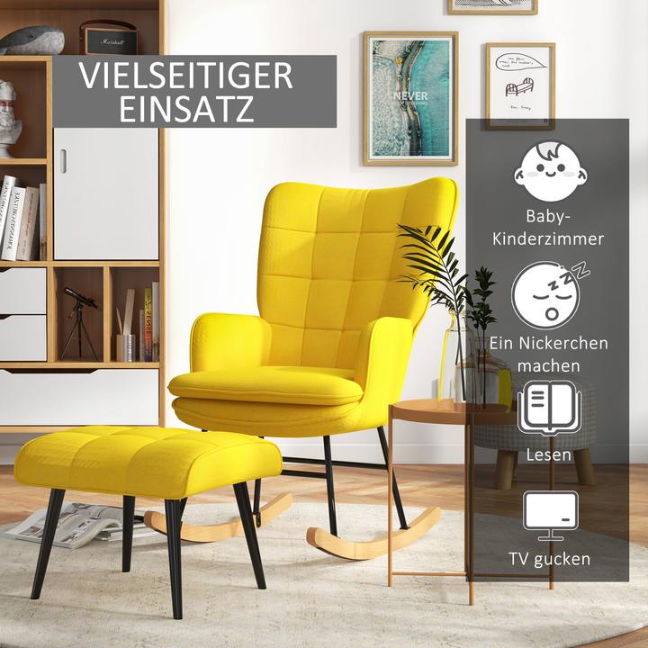 Actual product image Homcom Rocking chair with stool and high backrest