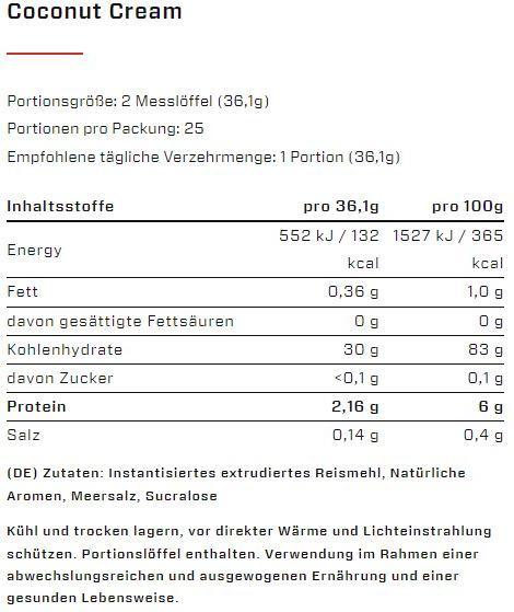 Nährwerte und Zutaten Vast Instant Rice Pudding (900G Dose) (900 g)