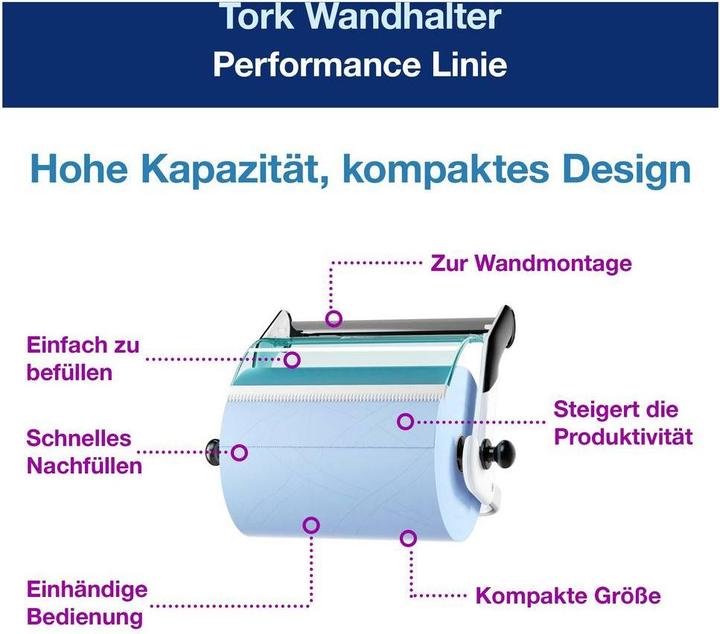 Produktbild Tork Wandhalter 652100 Türkis, Weis