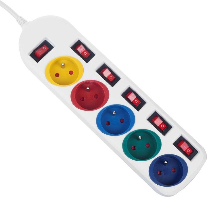 Produktbild Maclean MacLean-Versorgungsleitung, 5-Stufenverlängerer, mit Schaltern 250VAC/10A, 1,5 m, MCE204 M/W (5x, CEE 7/4, 1.50 m)