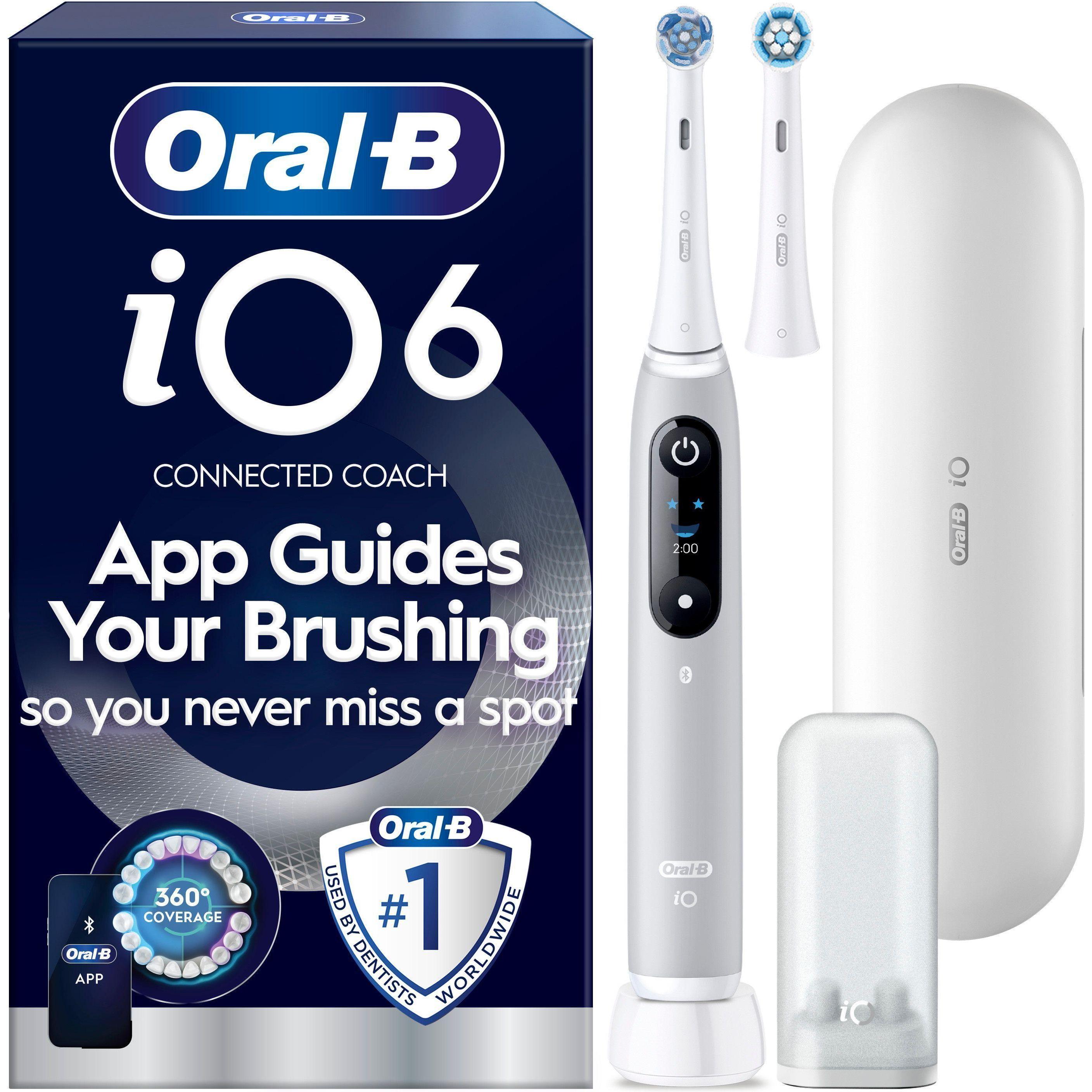 Oral-B, Spazzolino elettrico, Oral B - iO6 Electric Toothbrush - Grey - 2 Brush Heads, Premium Travel Case