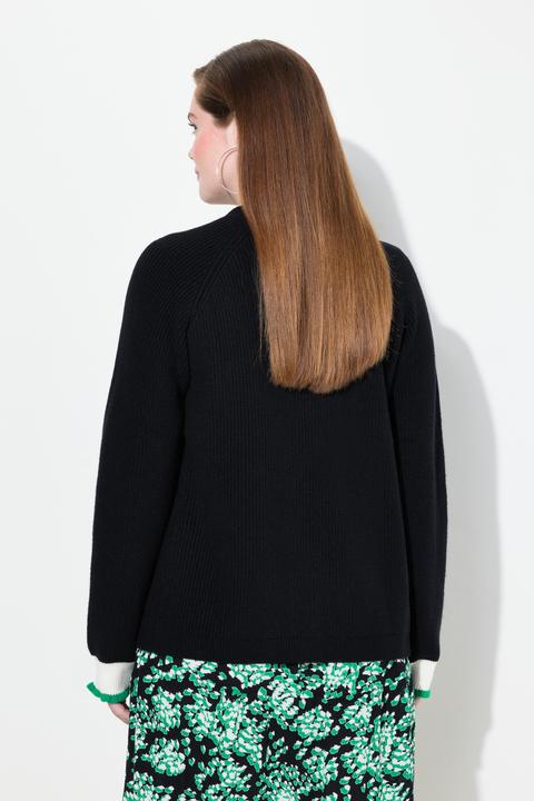 Produktbild Ulla Popken Strickjacke, Schmuck-Bündchen, V-Ausschnitt (62)