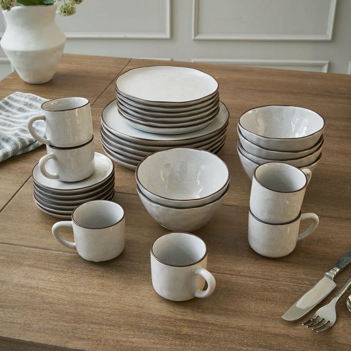 Actual product image Loberon Tableware Set of 30 Biarré grey (30 pcs.)