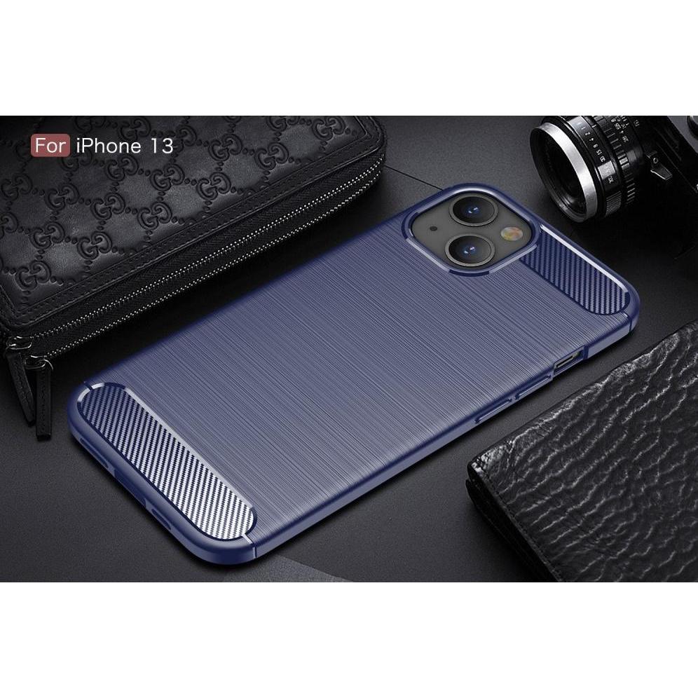 Thumbnail - Cover-Discount iPhone 13 - Metall Carbon Look Gummi Hülle blau (Apple iPhone 13), Smartphone Hülle, Blau