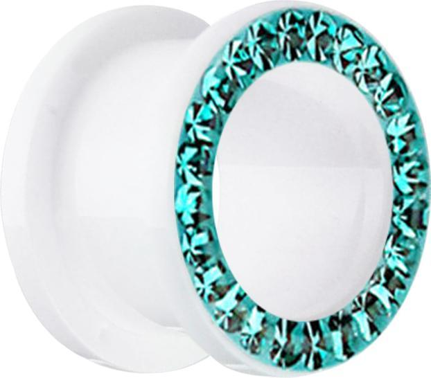 Immagine prodotto Star Piercing Tunnel bianco carne con cristalli turchesi e strato protettivo epossidico (Materiale sintetico, senza ottone)