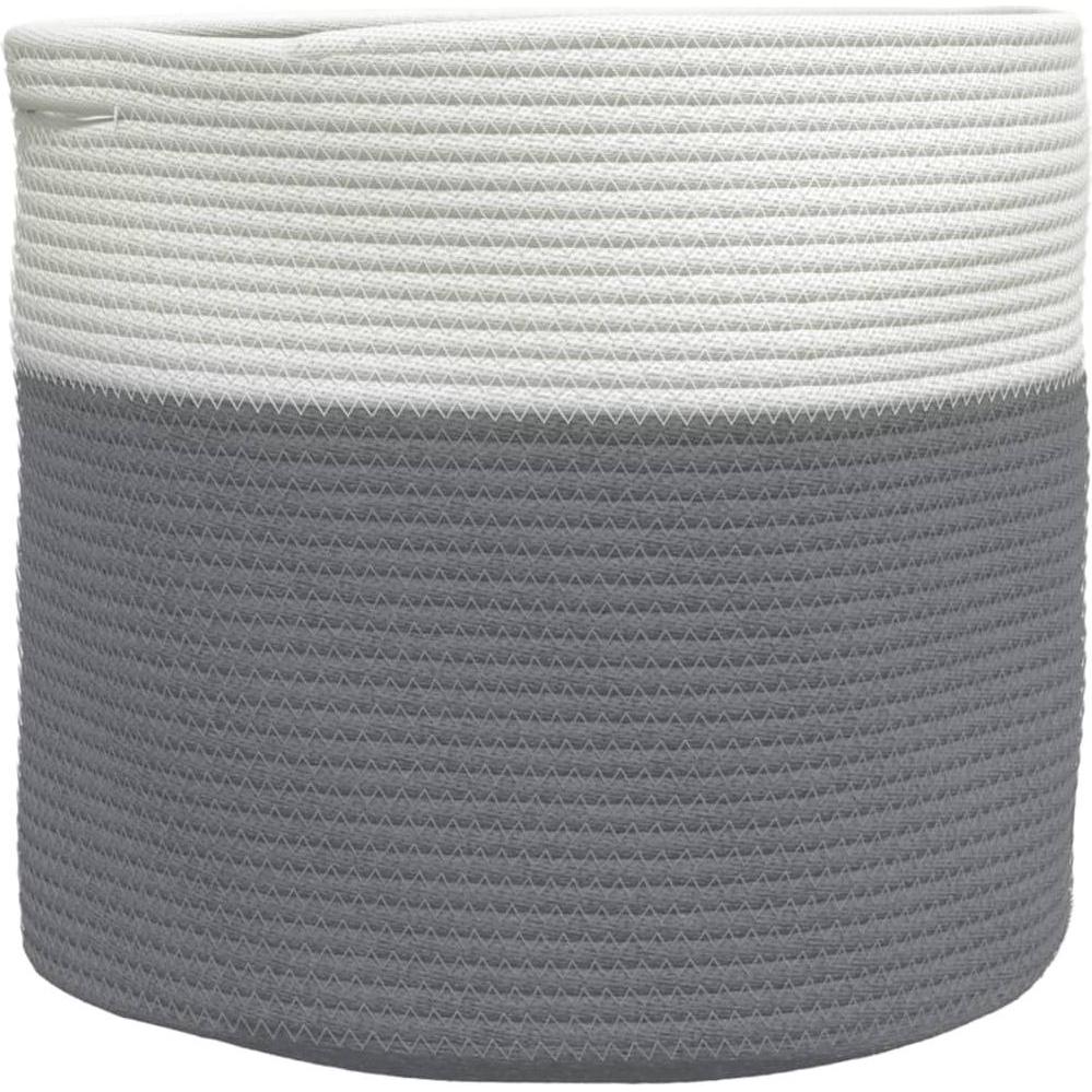 VidaXL, Aufbewahrungskorb, Aufbewahrungskorb Grau und Weiss Ø40x35 cm Baumwolle,Farbe (Ø 40 x 35 cm)