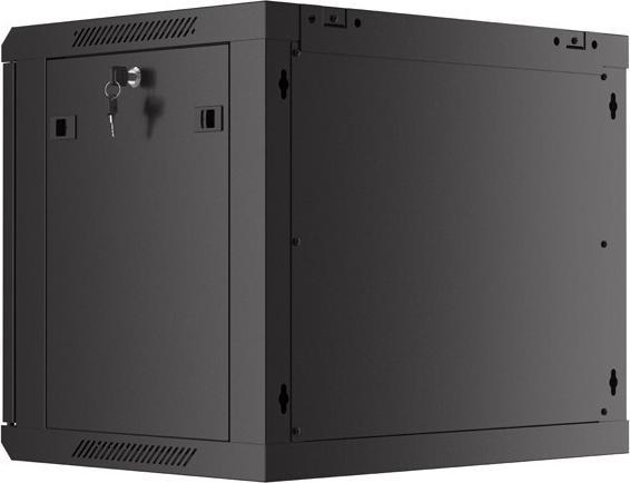 Productafbeelding Lanberg Nástěnná jednodílná skříň 19", 9U/600x450, (v rozloženém stavu), perforované dveře, černá ( (9 HE, 19 inch rek)