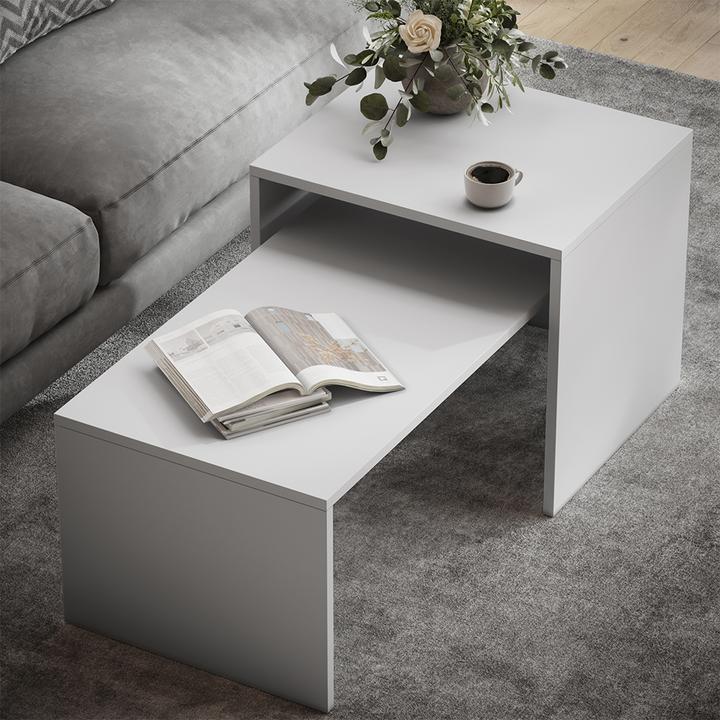 Actual product image Vicco Couchtisch-Set Donat, Weiss, 100 x 48 cm,2 Teile