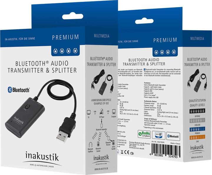 Image du produit Inakustik Transmetteur et répartiteur audio Bluetooth (Transmetteur)
