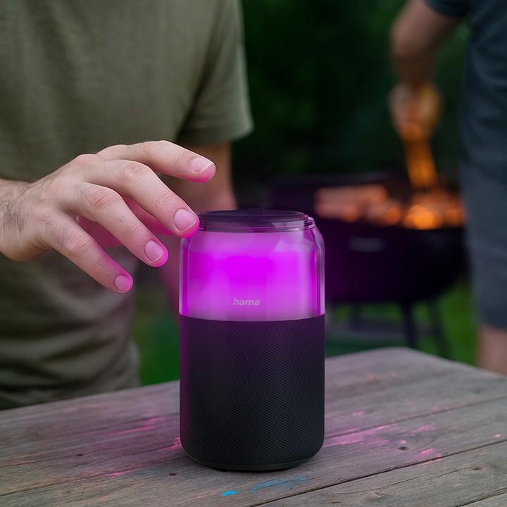Immagine prodotto Hama Bluetooth®-Lautsprecher "Can Speaker", 4 LED-Licht-Modi, 5W, Schwarz (10 h)