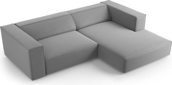 Actual product image Cosmopolitan Design Velvet Right Corner Sofa, "Arendal", 3 Seats, Light Grey, 224x166x70 Made in Europe (3-seater, Corner sofa)