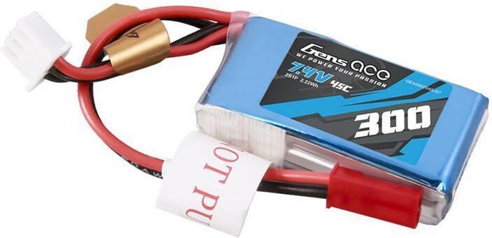 Image du produit Gens Ace Pack de batteries Lipo 300mAh 7.4V 45C 2S1P avec connecteur JST-SYP (7.40 V, 300 mAh)