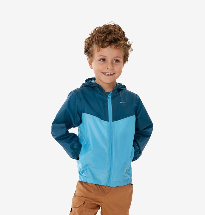 Produktbild Quechua Kids’ waterproof hiking jacket with zip, 2-6 years, MH100 - Blue (104, 110, 116, 92, 98)