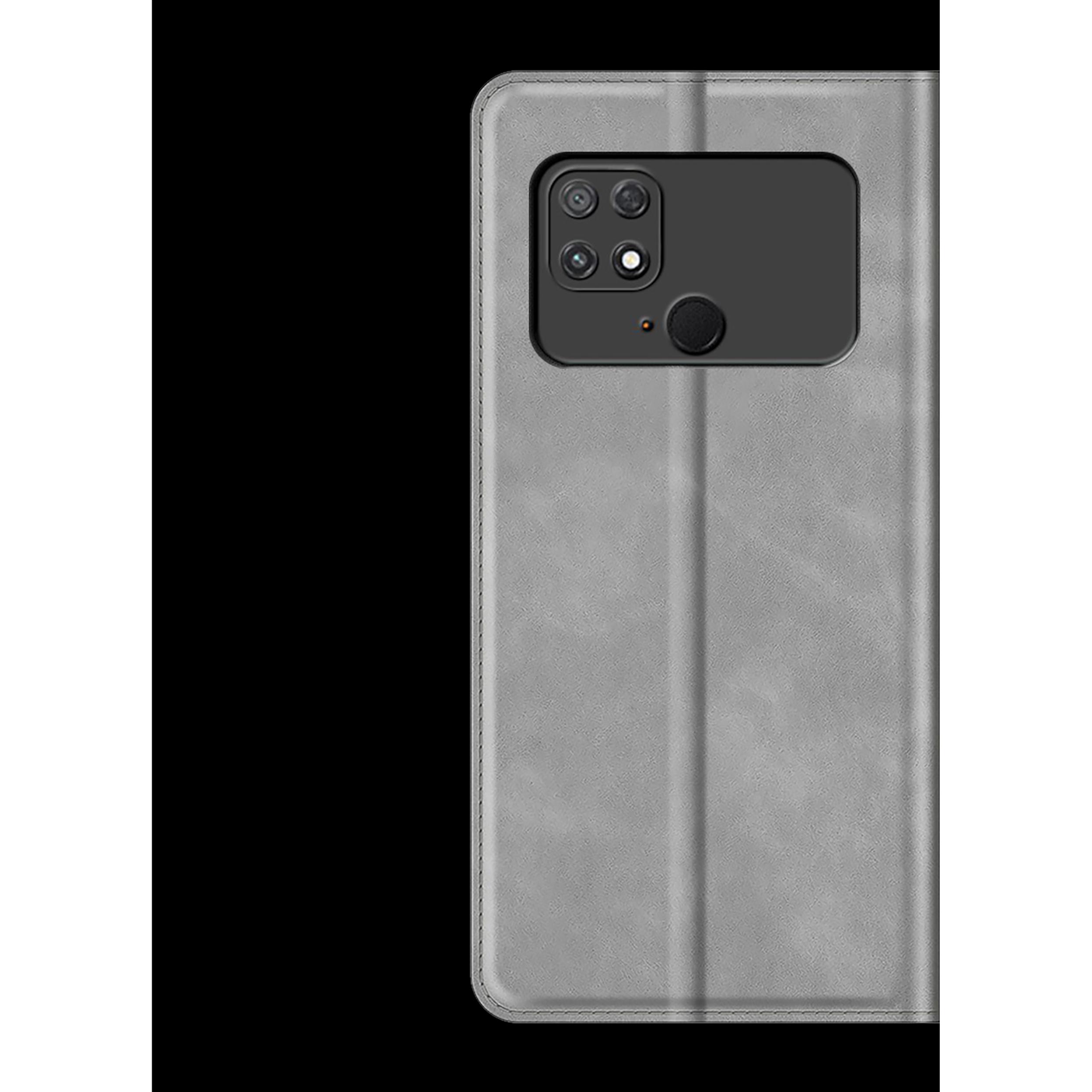 Cazy Book Case Kompatibel mit Poco C40 - Hülle klappbar Magnetisch Kunstleder - Grau (Xiaomi Poco C40), Smartphone Hülle...