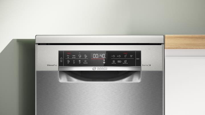 Image du produit Bosch Hausgeräte Serie 6, Freistehender Geschirrspüler, 45 cm, Gebürsteter Stahl mit Anti-Fingerprint, SPS6EMI21E