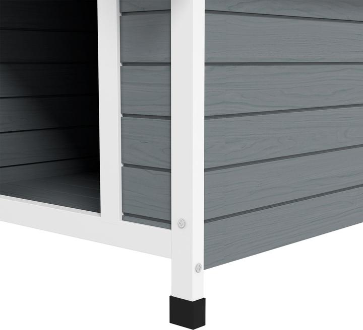 Produktbild PawHut Hundehütte Tannenholz, Kunststoff Grau (Hundehütte)
