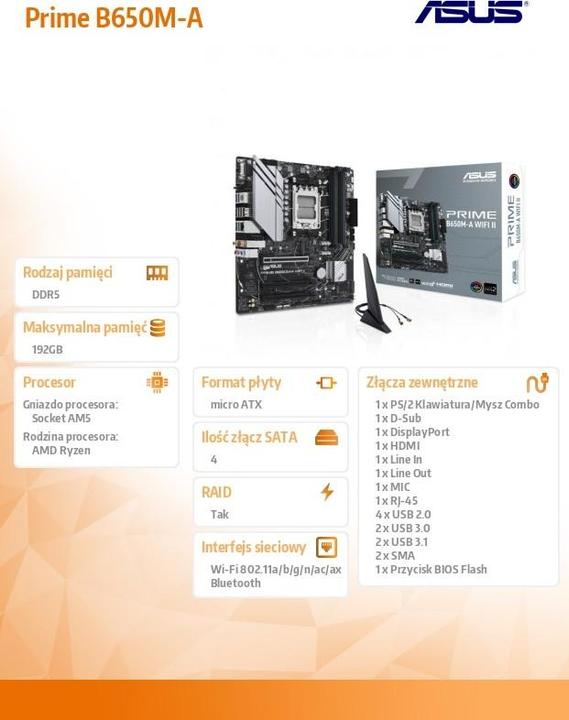 Produktbild ASUS PRIME B650M-A WIFI II (AM5, AMD B650, mATX)