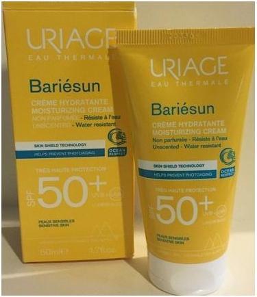 Actual product image Uriage HydrataÄnÃ krém na opalovánÃ pro citlivou pokoÅ¾ku SPF 50+ Bariesun (Moisturising Creation (Suntan cream, SPF 50, 50 ml)