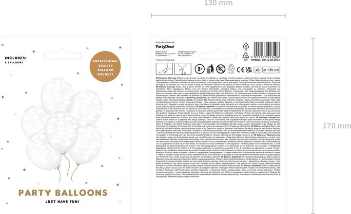 Produktbild Partydeco Luftballons Wolken Transparent/Weiss Ø 30 cm, 6 Stück (6 x)