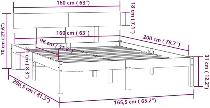 Produktbild vidaXL Bettrahmen (160 x 200 cm)