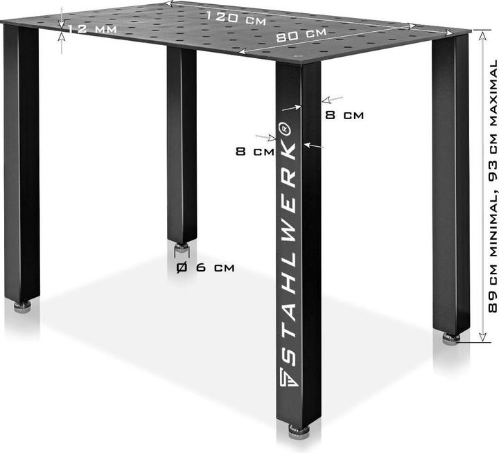 Actual product image Stahlwerk Welding table DIY kit heavy-duty 12 mm worktop S355 steel (80 cm, 120 cm)