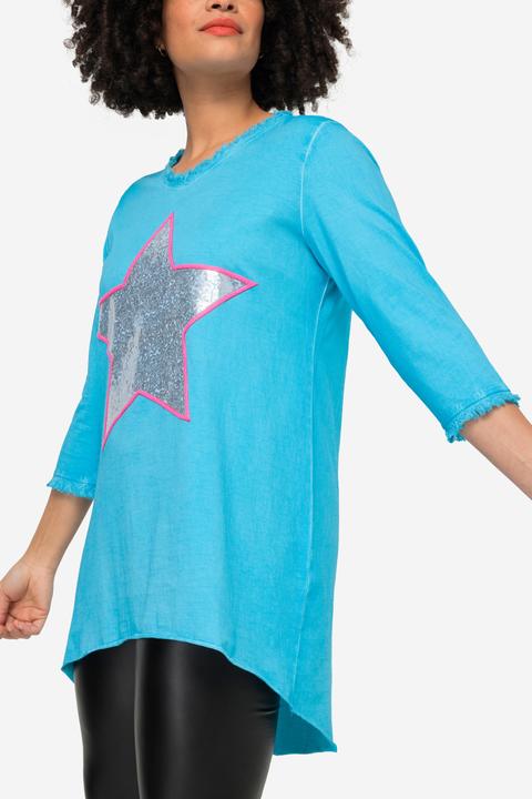 Produktbild Angel of Style T-Shirt, A-Linie, Pailletten-Stern, V-Ausschnitt, 3/4-Ärmel (54)